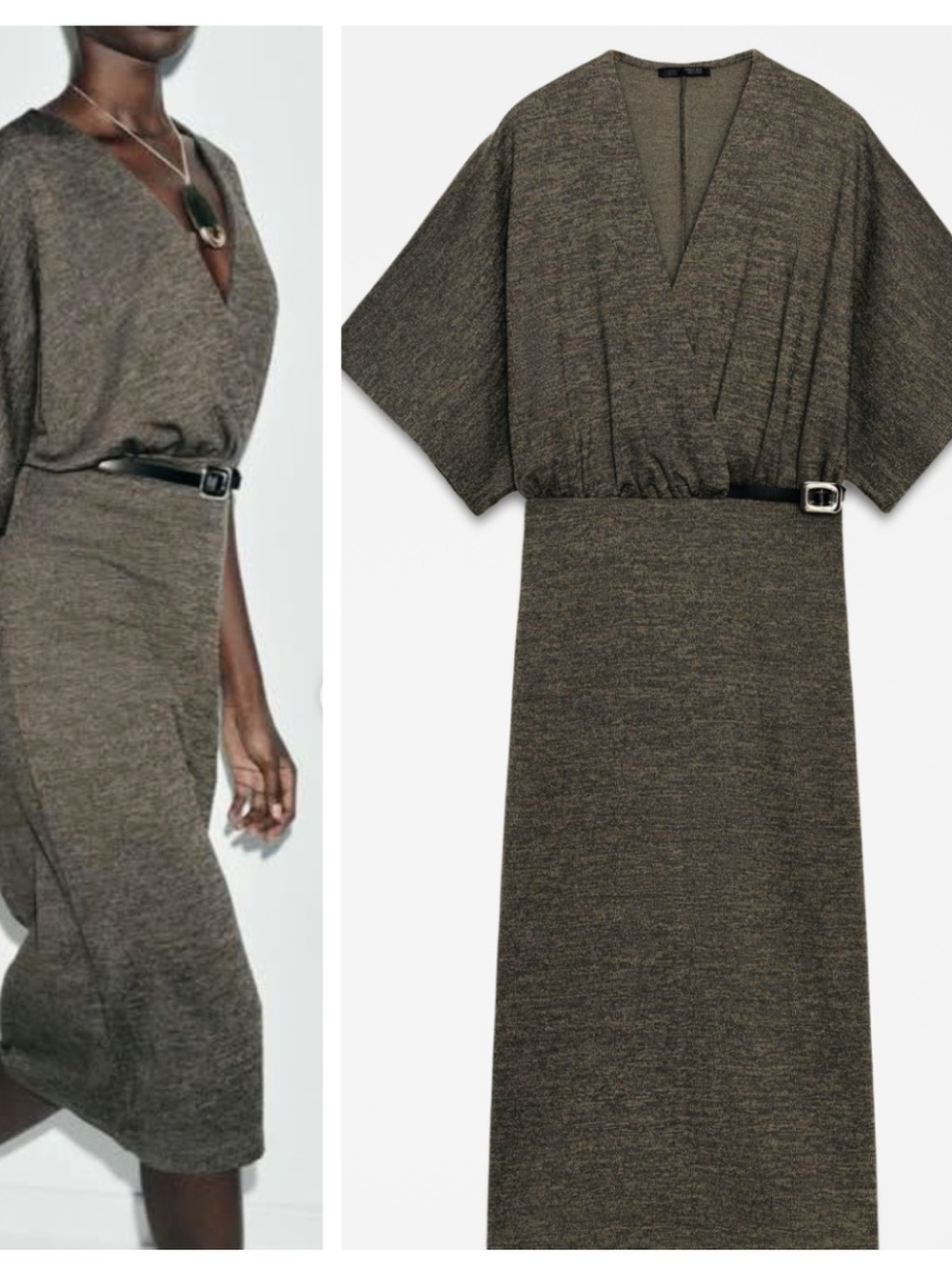 ZARA belted pique dress
